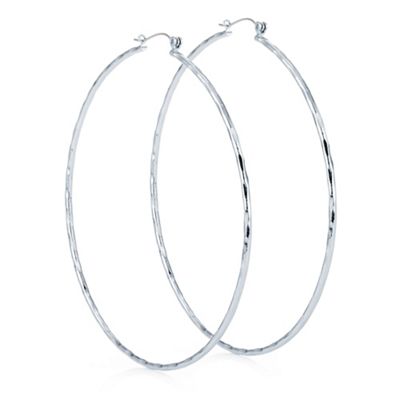 Silver textured oversized hoop earring